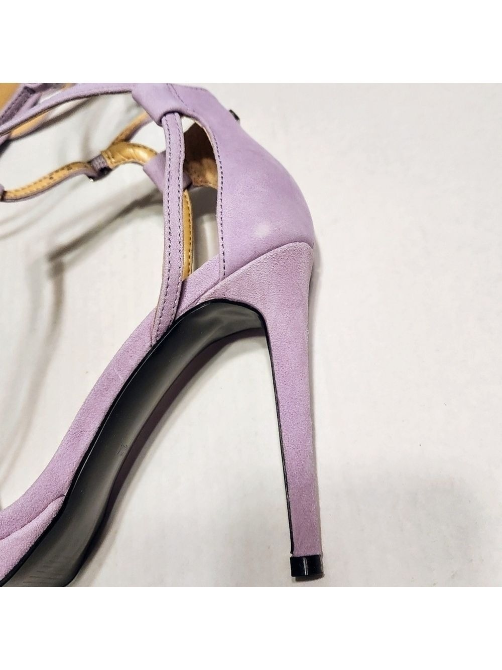 Guess Purple Suede Ankle Strap Stiletto Sandals 6.5 - Picture 11 of 12